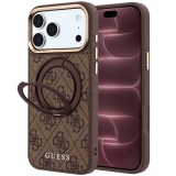 Husa MagSafe pentru Apple iPhone 18 Pro Max / 17 Pro Max, Guess, Ring Stand 360 4G Classic Logo, Maro
