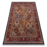 Covor L&acirc;nă KESHAN franjuri, Ornament, cadru oriental 7576/53511 vin roșu / albastru inchis, 200x290 cm