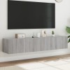 VidaXL Comodă TV de perete cu LED, 2 buc, gri sonoma, 80x35x31 cm 837292