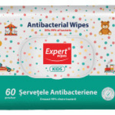 Expert Wipes Șervețele umede antibacteriene pentru copii, 60 buc