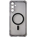 Husa spate silicon gri transparent cu negru, magnet, colturi intarite, pentru Samsung Galaxy A16 4G, 5G