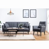 Cumpara ieftin Set canapea 3 locuri extensibila si fotoliu Aqua Antracit