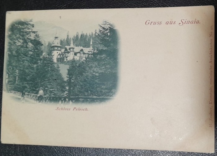 Carte postala, necirculata, Sinaia Castelul Peles, inceput de secol XX