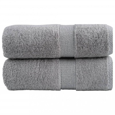 vidaXL Prosoape de baie premium SOLUND, 2 buc., gri, 30 x 30 cm, 600 g/m&amp;sup2; foto