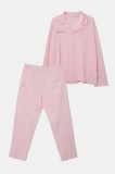 Pangaia pijamale de bumbac culoarea roz, bumbac, 10002462