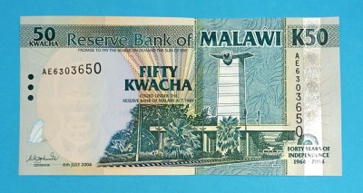 Bancnotă Comemorativă Malawi (pick 49) 50 Kwacha 2004 UNC serie: AE6303650 foto