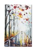 Tablou stilizat pictat manual, Pe aleea cu felinare, pe drumul meu, 60x40cm ulei pe panza in cutit efect 3D