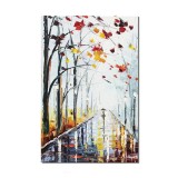 Tablou stilizat pictat manual, Pe aleea cu felinare, pe drumul meu, 60x40cm ulei pe panza in cutit efect 3D