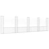 Cumpara ieftin Cos gabion in forma de U cu 5 stalpi, 500x20x150 cm, fier