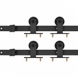 Cumpara ieftin Set feronerie usi glisante, 2 buc., negru, 183 cm, otel