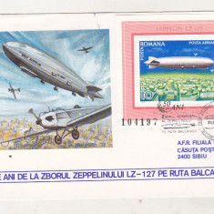 bnk fil Plic zbor omagial Bucuresti Sibiu 1979 - Zeppelin LZ-127