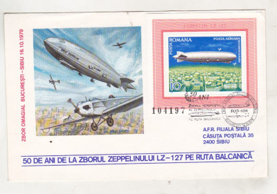 bnk fil Plic zbor omagial Bucuresti Sibiu 1979 - Zeppelin LZ-127 foto