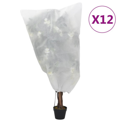 vidaXL Huse pentru plante din fleece cu șnur 12 buc. 70 g/m&amp;sup2; 0,8x0,8 m foto