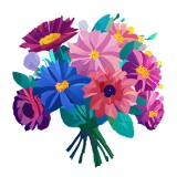 Cumpara ieftin Sticker decorativ, Buchet de Flori, Multicolor, 62 cm, 10328ST, Oem