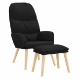 Cumpara ieftin Scaun de relaxare cu taburet, negru, textil