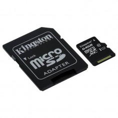 Card Kingston microSDXC 64GB Clasa 10 UHS-I 45MBs cu adaptor SD foto