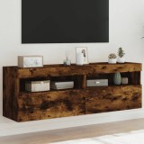 vidaXL Comodă TV de perete cu LED, 2 buc. stejar fumuriu, 60x30x40 cm