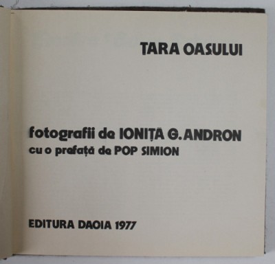 TARA OASULUI de IONITA G. ANDRON , 1977 foto