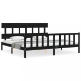 Cumpara ieftin Cadru pat cu tablie 200x200 cm, negru, lemn masiv
