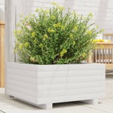 Cumpara ieftin Jardinieră de grădină, alb, 50x50x26,5 cm, lemn masiv de pin