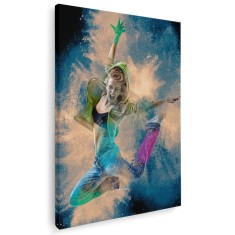 Tablou canvas femeie dans hip-hop multicolor 1304 Tablou canvas pe panza CU RAMA 70x100 cm