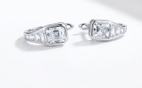 Cercei din Argint cu Zirconiu Asscher Cut si Baguette Rafinament Art Deco de Lux