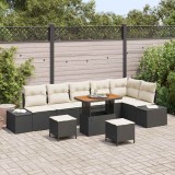 Cumpara ieftin Set de canapele pentru grădină cu pernă 9 pcs Negru Rattan poli