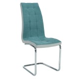 Cumpara ieftin Scaun tapiterie textil verde piele ecologica gri picioare crom Saloma 42x56.5x105 cm