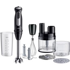 Mixer vertical Braun MQ55755M, 1000 W, 25 trepte viteza, Functie Turbo, Tocator SizeControl 500 ml, Procesor alimente 500 ml, Pahar gradat 600 ml, Tel