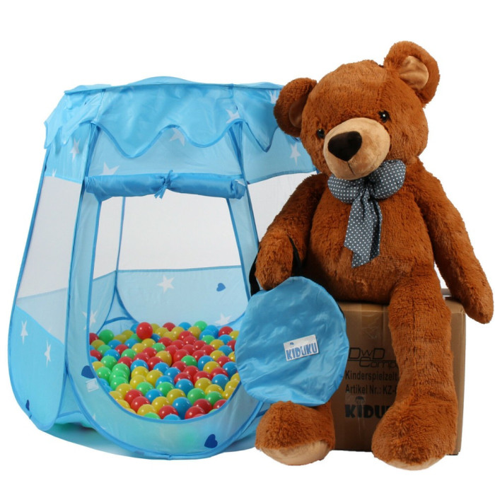 Cort de joaca pentru copii, albastru, cu 100 bile colorate incluse