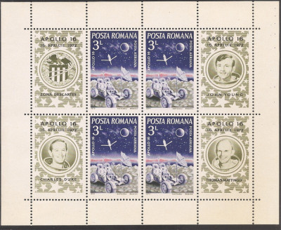 Romania 1972 - LP 791a, Apollo 16, minicoala, MNH foto