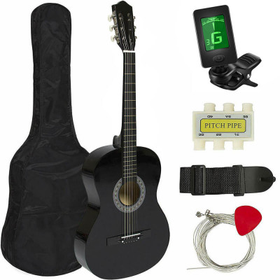 Set chitara acustica pentru incepatori, cu tuner cadou, in 2 culori-negru foto