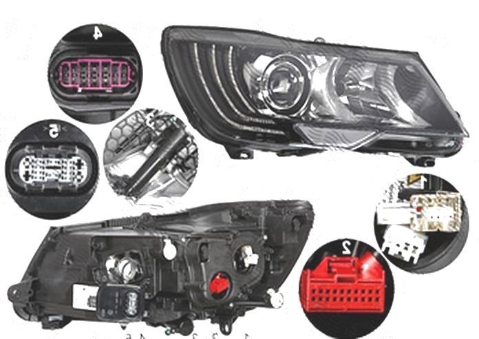 Far Skoda Superb (3t), 06.2013-07.2015, fata, Dreapta, xenon; cu lumini pentru curbe; cu LED daytime running light; D3S+H7+LED; electric; fara ballas