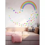 Cumpara ieftin Sticker Perete Autocolant Curcubeu cu Fluturasi 90x90cm