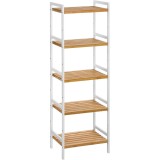 SONGMICS Etajera bambus 5 rafturi, pentru baie, bucatarie sau living, 45x32x142 cm, alb natur Household NewTrend