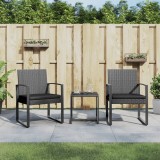 Cumpara ieftin Set mobilier de grădină cu perne, 3 piese, gri &icirc;nchis, PP ratan