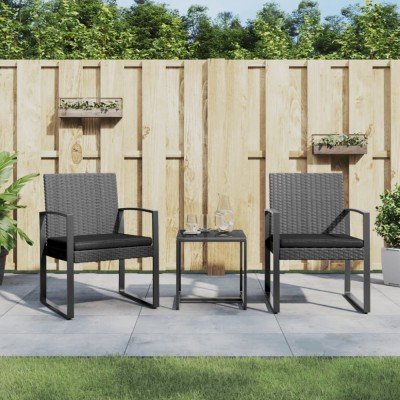 Gossi set mobilier de gradina cu perne, 3 piese, gri inchis, pp ratan foto