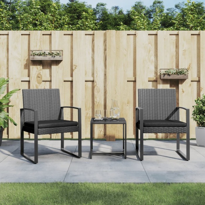 Gossi set mobilier de gradina cu perne, 3 piese, gri inchis, pp ratan