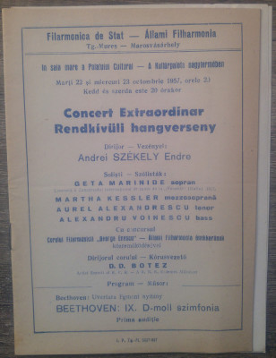 Program Concert Extraordinar Filarmonica de Stat din Targu Mures 1957 foto