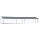 Cusca caini cu acoperis si usa, gri, 12x2x2 m, otel galvanizat GartenMobel Dekor, vidaXL