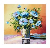 Tablou 3D Vaza cu maci tibetani pictat manual, 50x50cm ulei pe panza, Valentin Pop