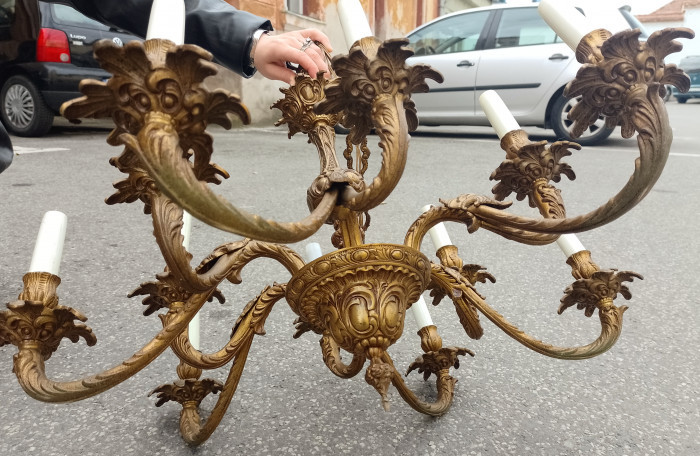 Boem candelabru din bronz masiv de dimensiuni mari cu 12 brațe in stil francez