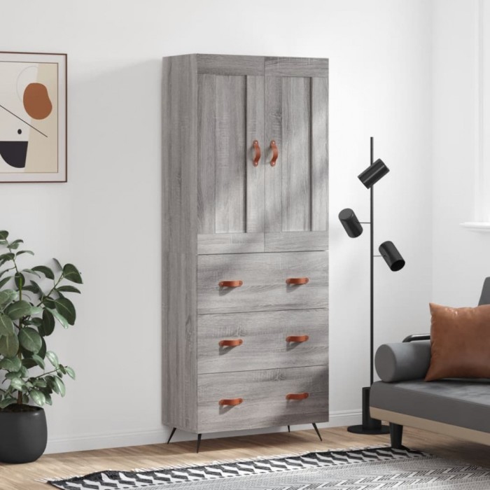 vidaXL Dulap &icirc;nalt, gri sonoma, 69,5x34x180 cm, lemn compozit