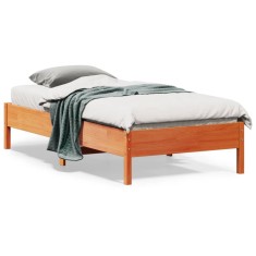 vidaXL Cadru pat fără saltea, maro ceruit, 75x190 cm, lemn masiv pin 842733