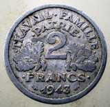1.133 FRANTA VICHY WWII 2 FRANCS FRANCI 1943, Europa, Aluminiu