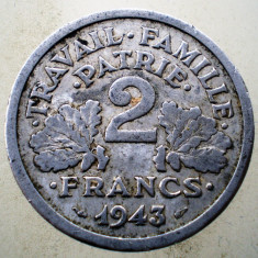 1.133 FRANTA VICHY WWII 2 FRANCS FRANCI 1943