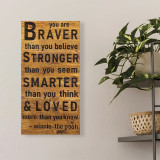 Decoratiune de perete, Braver Stronger Smarter Loved, Lemn, Dimensiune: 30 x 3 x 58 cm, Nuc / Negru, Skyler