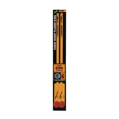 Carlige Legate Fox Edges Curve Short Fluoro D-Rig Nr 6 - 30lb Illusion x 2buc foto
