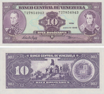 Venezuela 1995 - 10 bolivares, circulata foto