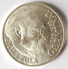 FRANTA 100 FRANCI 1982 EMILE ZOLA GERMINAL ARGINT AUNC UNC 900/1000 15 G